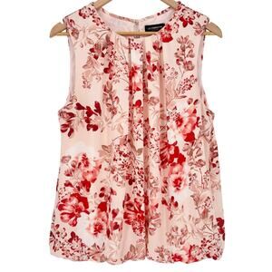 Liz Claiborne Career Pink Floral Sleeveless Gathered Hem Top Size L